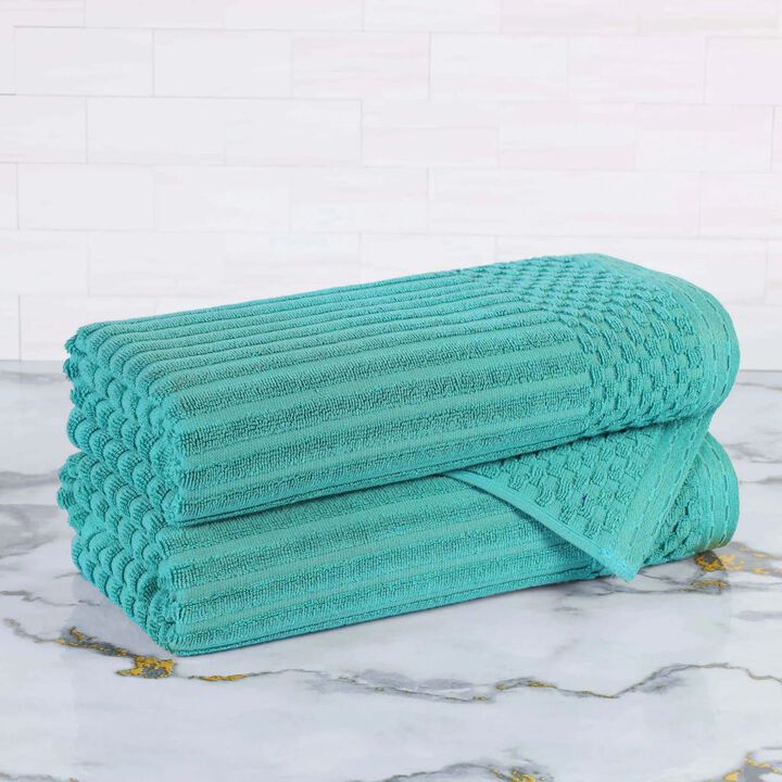 2-Piece Cotton Ribbed Bath Towel Set &ndash; Plush and Quick-Dry
