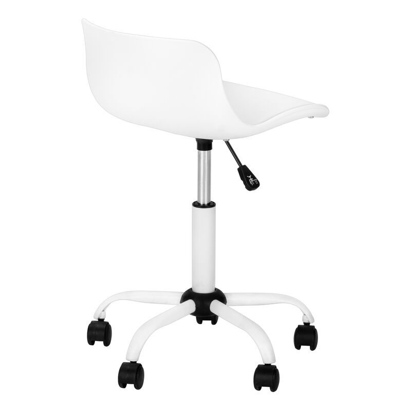 Monarch Specialties I 7463 Office Chair, Adjustable Height, Swivel, Ergonomic, Computer Desk, Work, Juvenile, Metal, Pu Leather Look, White, Contemporary, Modern