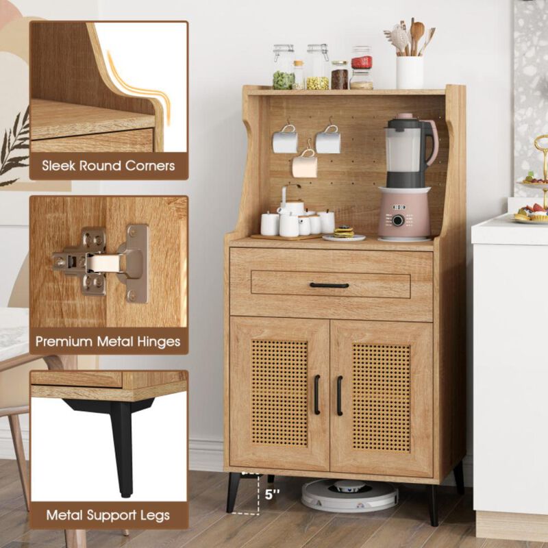 Hivvago Coffee Bar Cabinet with Pegboard Storage Drawer and Adjustable Shelf