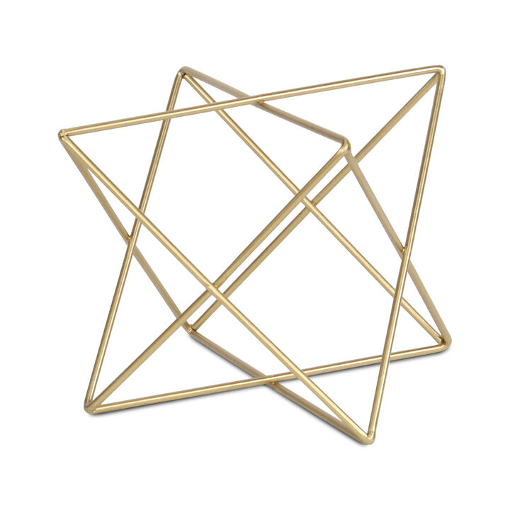 HomeRoots 7" Gold Metal Open Geometric Tabletop Sculpture