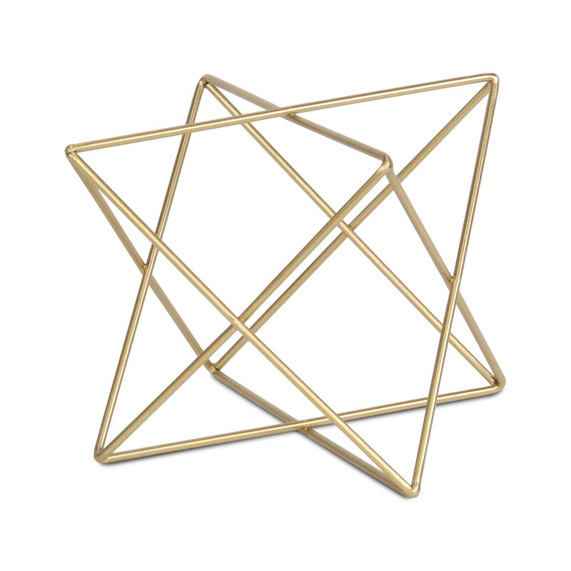 HomeRoots 7" Gold Metal Open Geometric Tabletop Sculpture image number 0