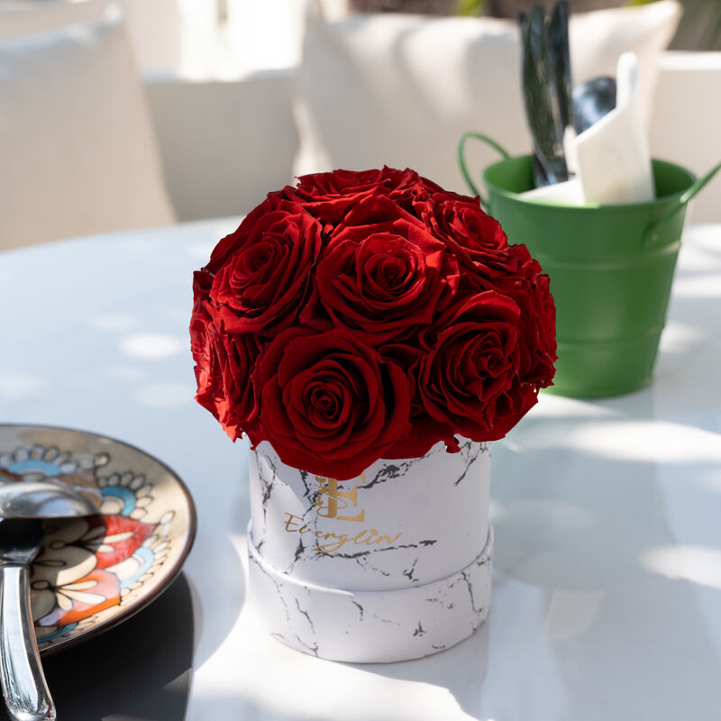 Everglim Red Preserved Rose Bouquet with 14-Pc