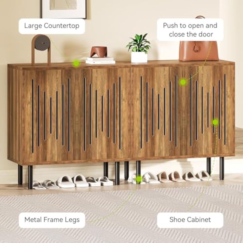 59 Inch Kitchen Sideboard Cabinet Standing Farmhouse Wood Buffet Floor Living image number 3