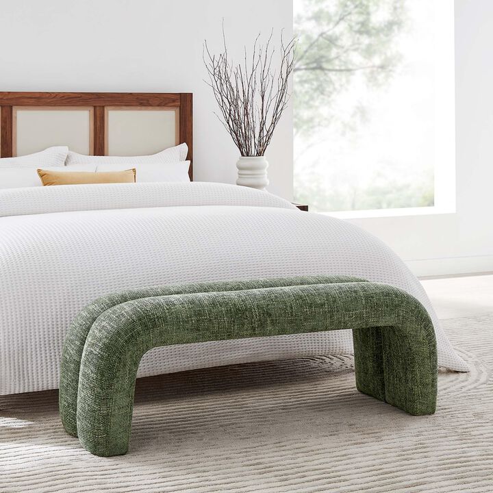 Modway EEI-6769-FRO Dax 50.5" Chenille Upholstered Accent Bench, Frost