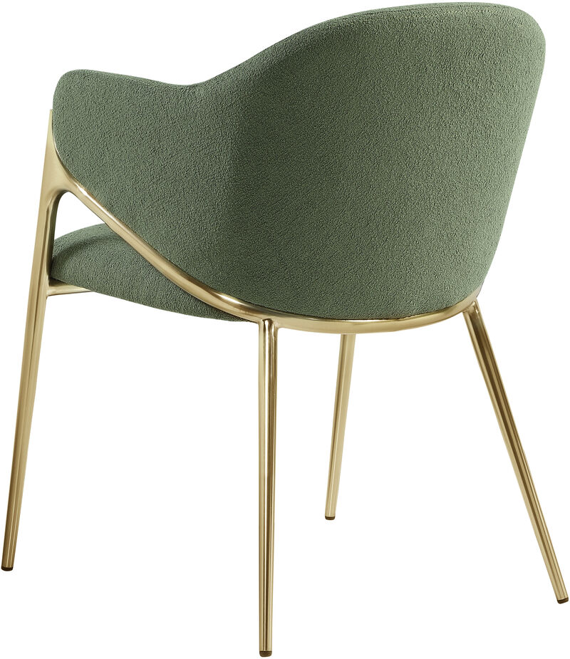 Meridian Furniture Nial Green Boucle Fabric Dining Chair, Set of 2