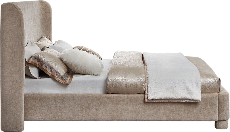 Meridian Furniture Penny Beige Chenille Fabric King Bed