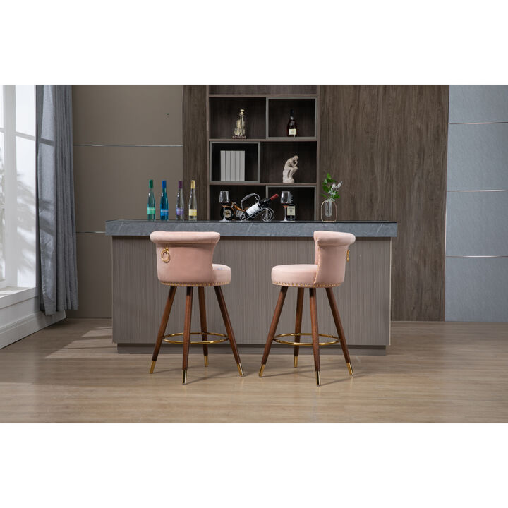 Swivel Bar Stools with Backrest Footrest, with a fixed height of 360 degrees
