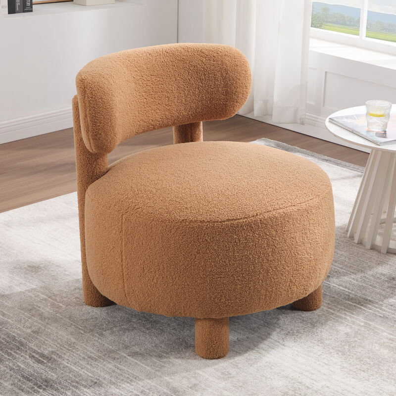 GOODSILO Teddy Fabric Armless Accent Chair with Curved Backrest for Living Room and Bedroom Comfort Seating image number 7