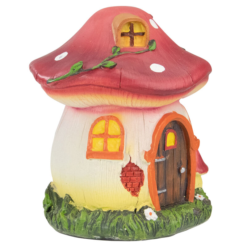6.25" Red Mushroom House Outdoor Garden Statue image number 4