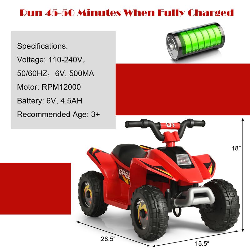 Kids 6V Electric ATV 4 Wheel Ride On Toy for Outdoor Play image number 2
