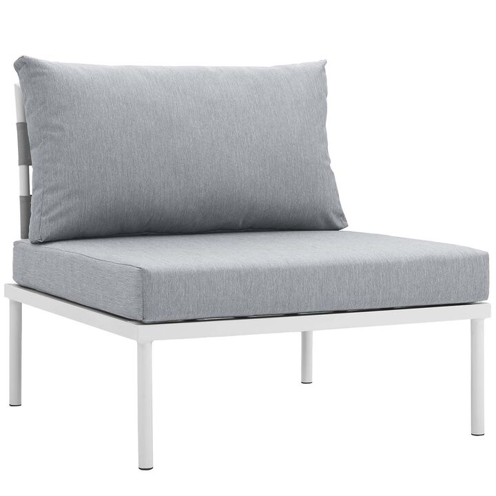 Harmony 6 Piece Outdoor Patio Aluminum Sectional Sofa Set - White Gray