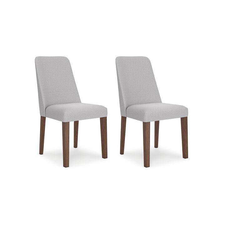 Jeyn Dining Side Chair Set of 2, Solid Hardwood, Light Gray Polyester - Benzara