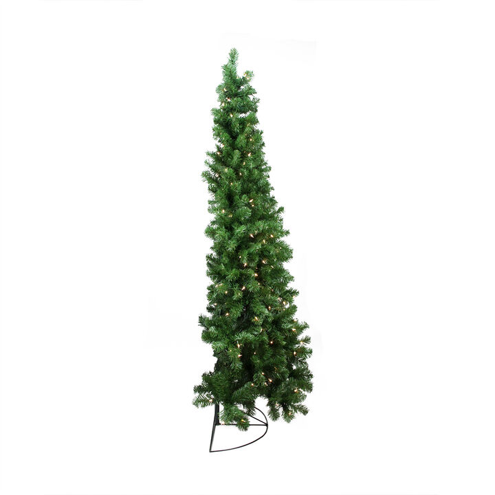 6' Pre-Lit Pine Artificial Wall Christmas Tree  Clear Lights