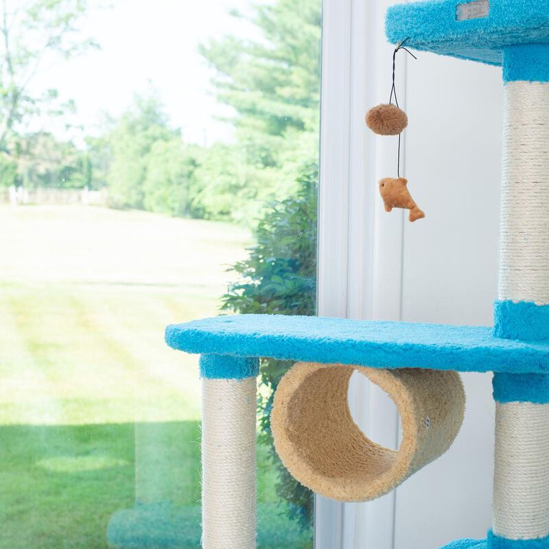 Armarkat Real Wood Cat Climber, Cat Junggle Tree With Platforms,Skyblue