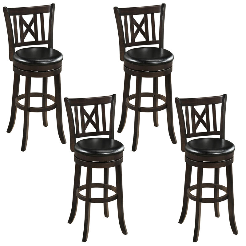 Set of 4 Swivel Bar Chairs with Hollow Back Design and Footrest image number 0