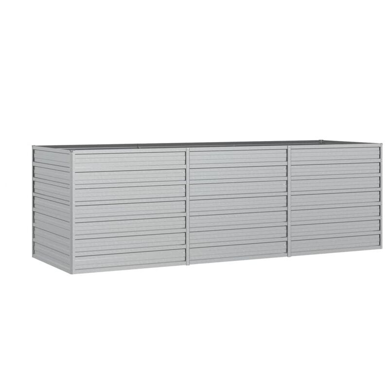 Outdoor Raised Garden Flower Bed, Silver Galvanized Steel, 32x95 Inch image number 0