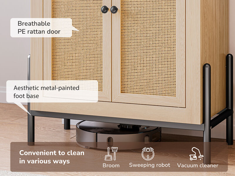 BELLEZE 65 Inch Storage Cabinet, Freestanding Arched Bookshelf for Living Room, Curio Cabinet with Reeded Glass Door, Storage and Organizer Cabinet with Adjustable Shelves for Kitchen - White Lotus