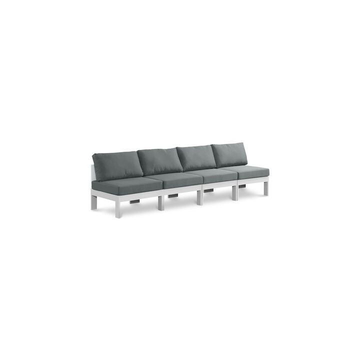 Meridian Furniture Nizuc Grey Water Resistant Fabric Outdoor Patio Modular Sofa