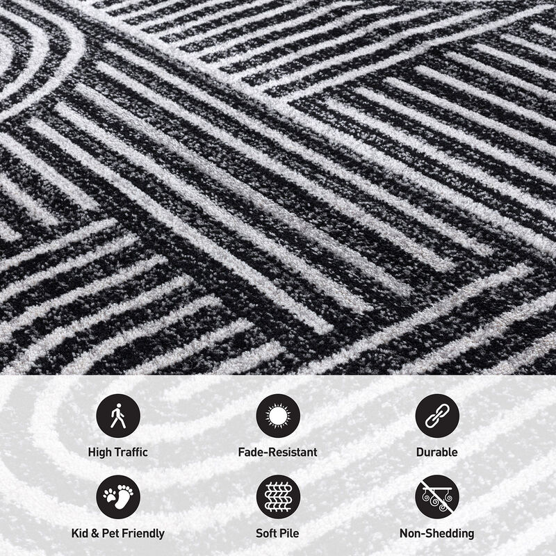 World Rug Gallery Bohemian Stipre Arch Design Area Rug:  Geometric,  Rectangle,  Low Pile,  Stain & Fade Resistant image number 4