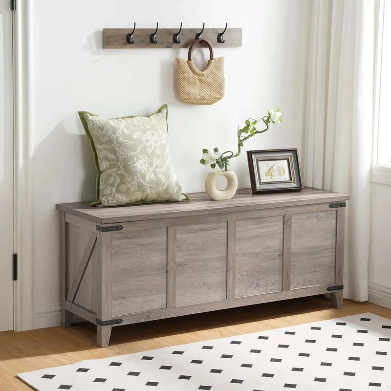Wooden Storage Chest with Lift Top for Living Room and Bedroom-Greige image number 1