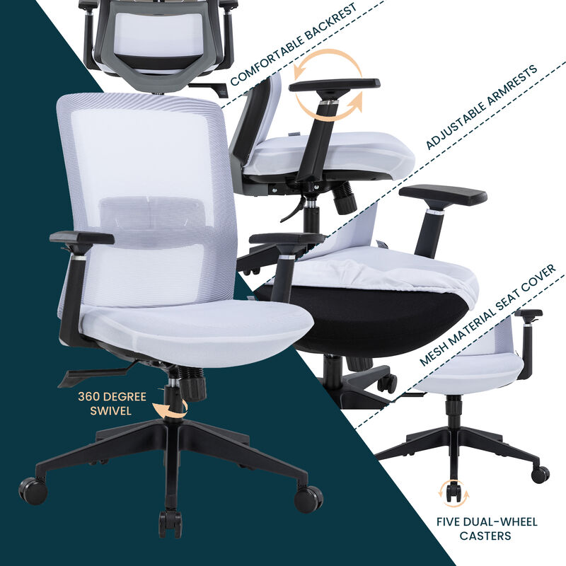 LeisureMod Ergonomic Office Chair Mid-Back Mesh Conference Chair Swivel Computer Chair With Adjustable Height and Armrests Ingram Series