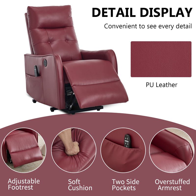 Faux Leather Power Lift Recliner Chair 155&deg; Recliner with Massage Heat & USB image number 6