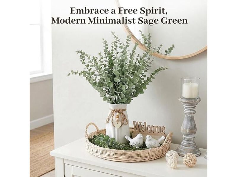 30 Piece Artificial Eucalyptus Flower Stems Wedding Centerpiece Decor image number 1