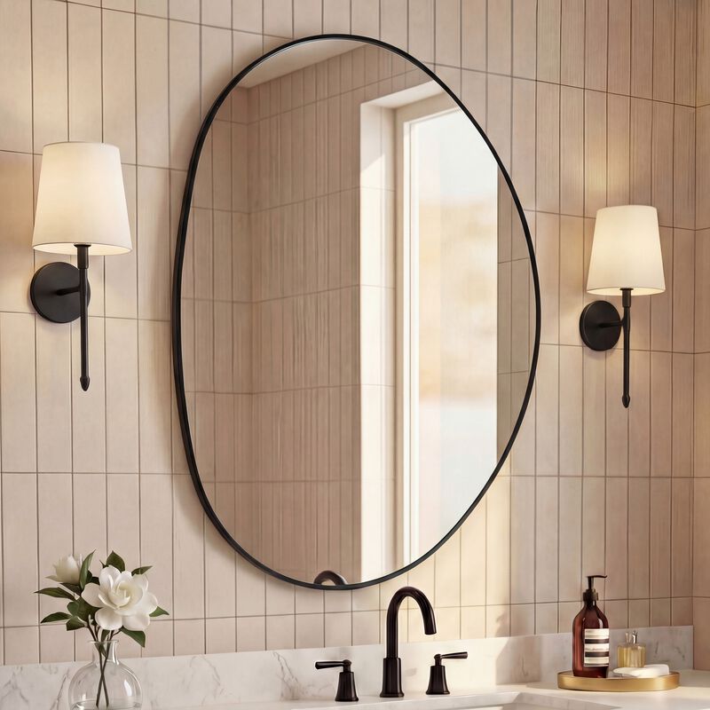 Aurelia Irregular Oval Metal Framed Wall Mounted Mirror image number 1