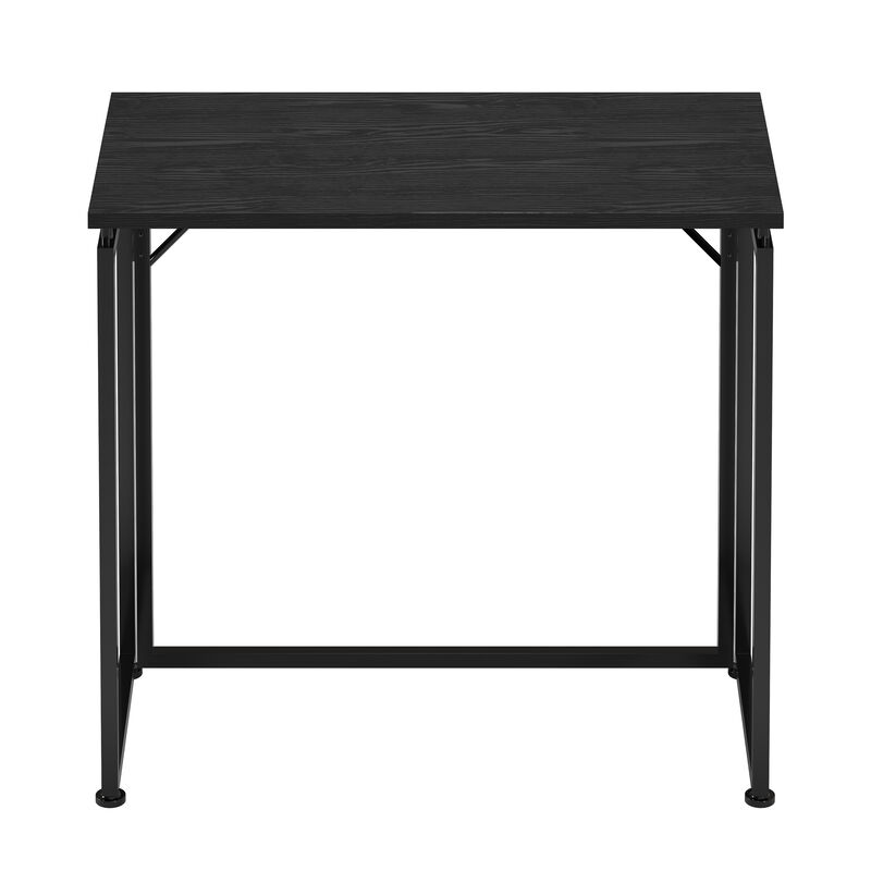 HomeRoots 32" Black Wood and Steel Folding Writing Desk image number 0