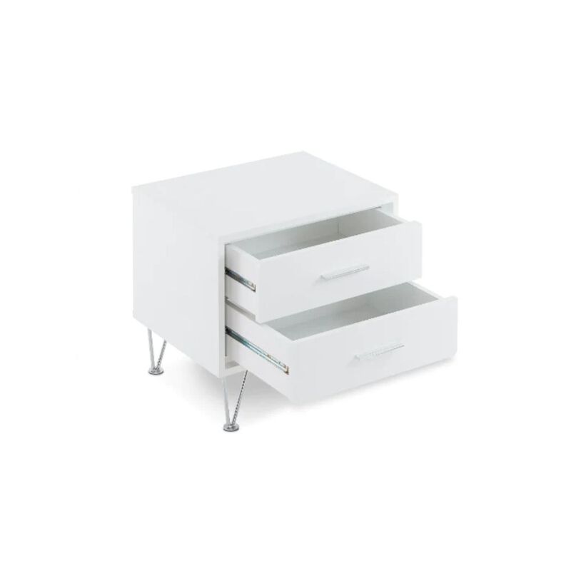 Homezia 20" White Nightstand With Manufactured Wood Top