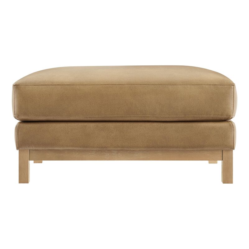 Modway Roscoe Vegan Leather Ottoman in Toast - Faux Leather Rectangular Footstool for Living Room, Bedroom, or Lounge Seating image number 6