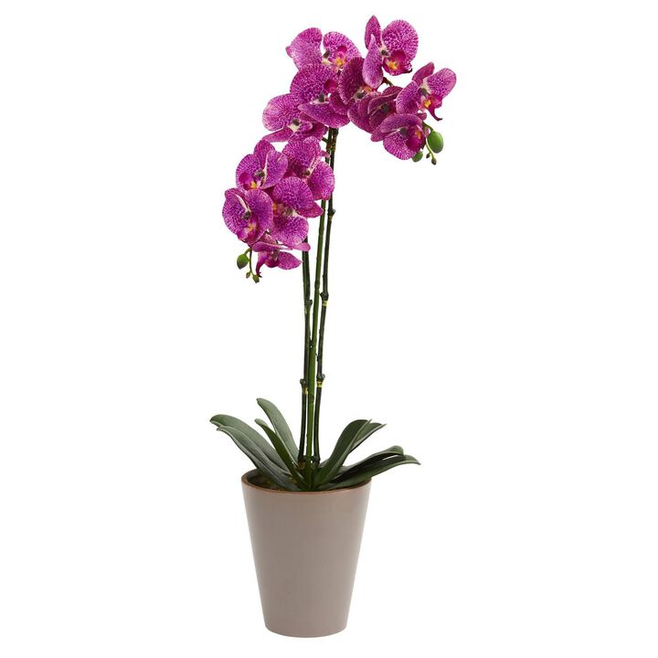 Nearly Natural 24-in Speckled Phalaenopsis Orchid Artificial Arrangement