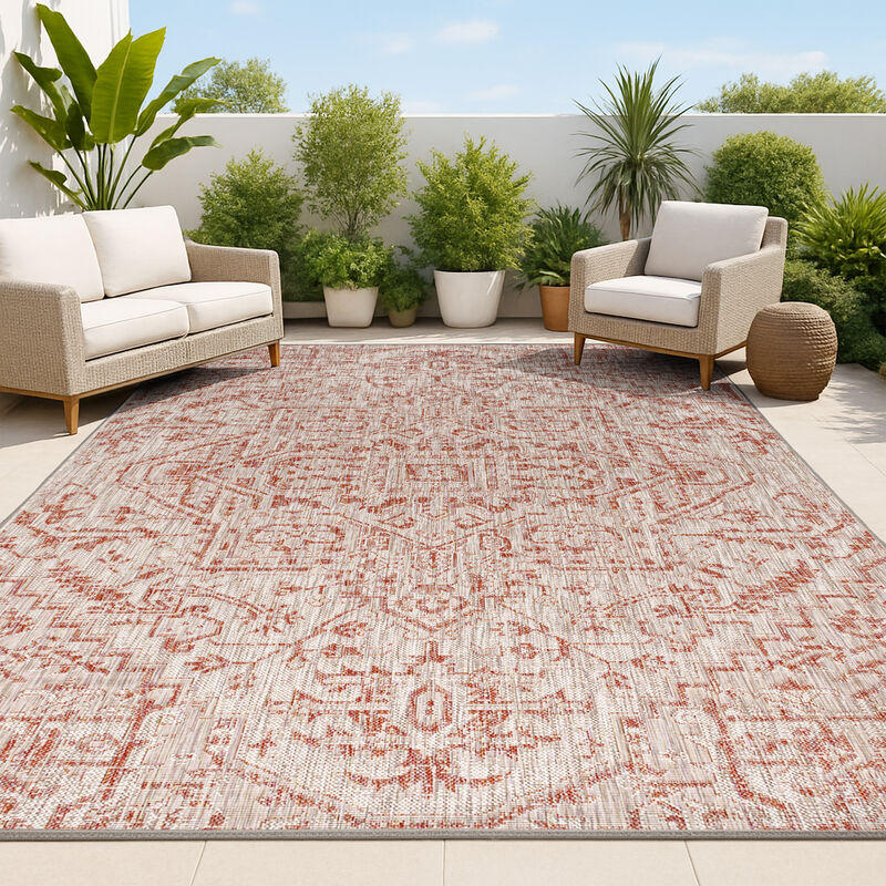 Estrella Bohemian Medallion Textured Weave Indoor/Outdoor Area Rug