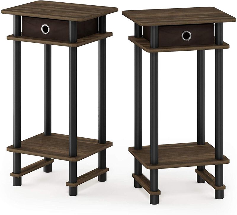 Furinno Turn-N-Tube Tall End Table, Columbia Walnut/Black/Dark Brown