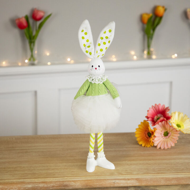 Ballerina Bunny Standing Easter Figure - 15" - Green and White