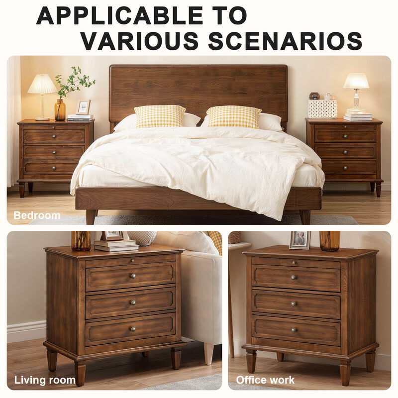Jibber Farmhouse 3 Drawer Nightstand image number 3