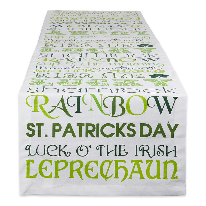 108" White and Green St Patrick's Day Table Runner