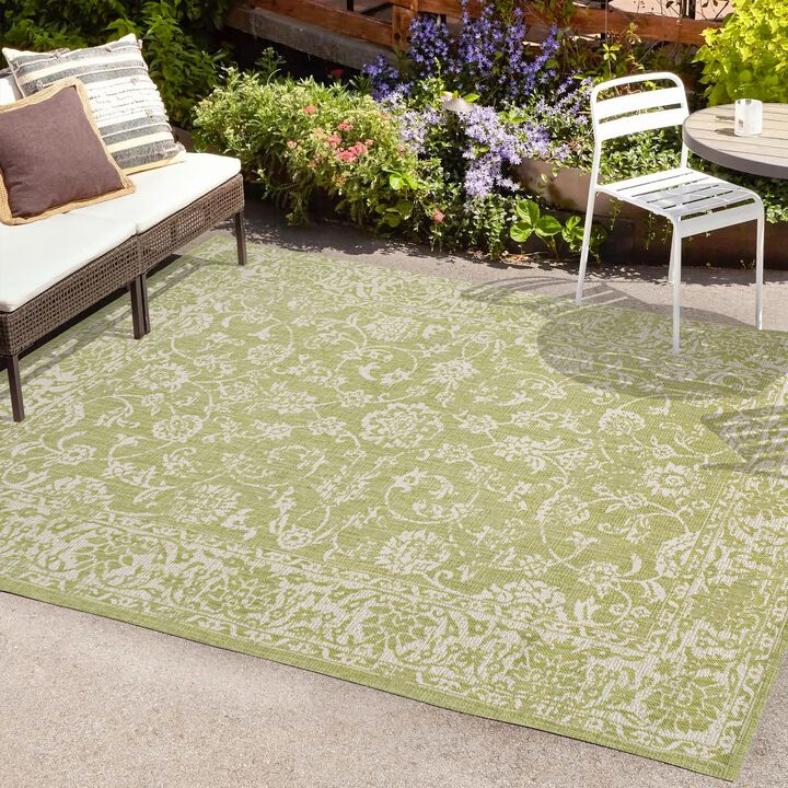 Tela Bohemian Textured Weave Floral Red/Taupe 4 ft. x 6 ft. Indoor/Outdoor Area Rug
