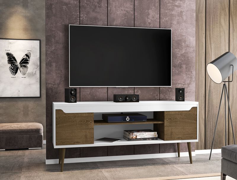Bradley Brown and White TV Stand