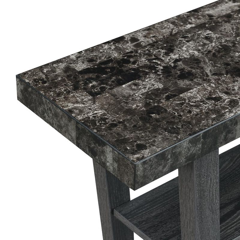 Convenience Concepts Newport V Console, Faux Black Marble/Weathered Gy