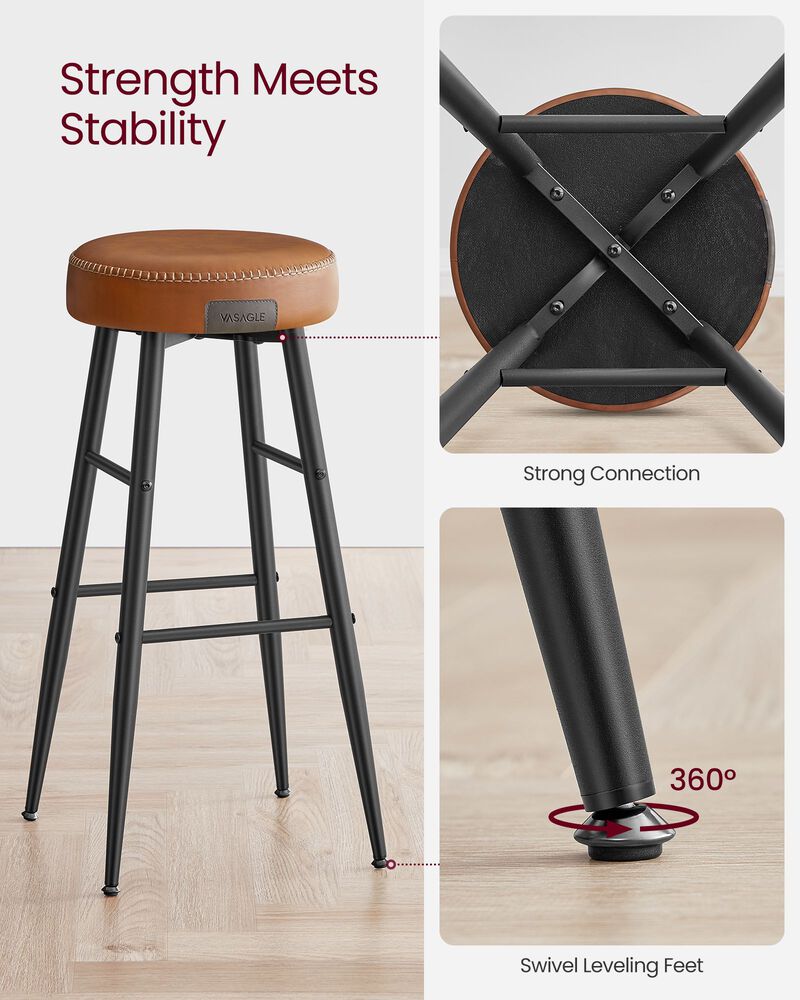 Set of 2 Bar Stools &ndash; Sleek and Comfortable Seating for Home Bar or Kitchen Island