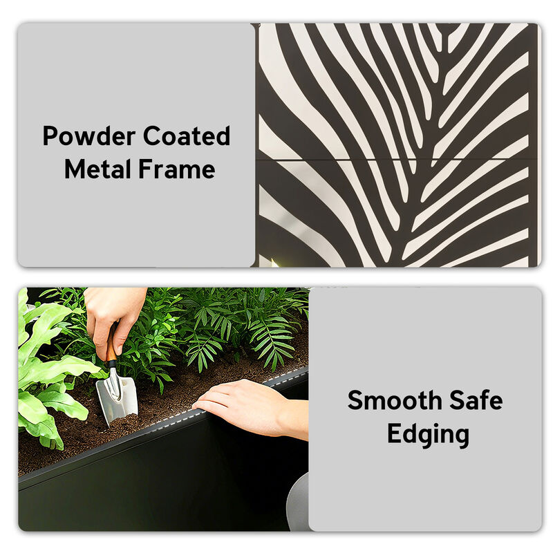 Hivvago Large Raised Garden Planter with Leaf Cut-Out Trellis image number 5