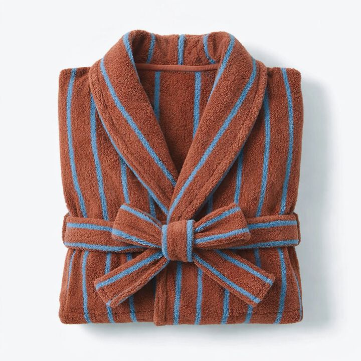 Retro Earthy Stripe Cotton Robe