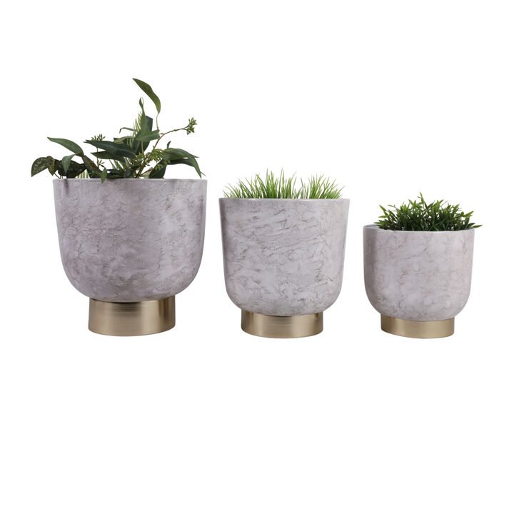 S/3 Marbled Finish Planters