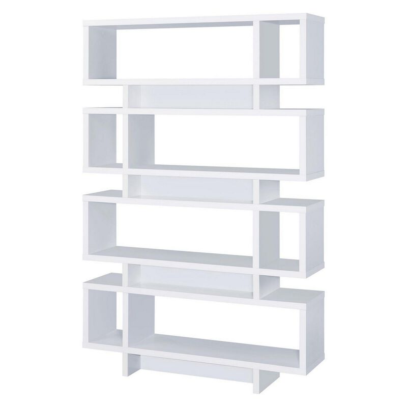 Tremendous white bookcase with open shelves-Benzara image number 3