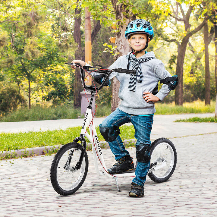 BreeBe Youth Scooter Kick Scooter, Max Load 220 LBS., with Adjustable Handlebar, 16" Inflatable Wheels, Dual Brakes