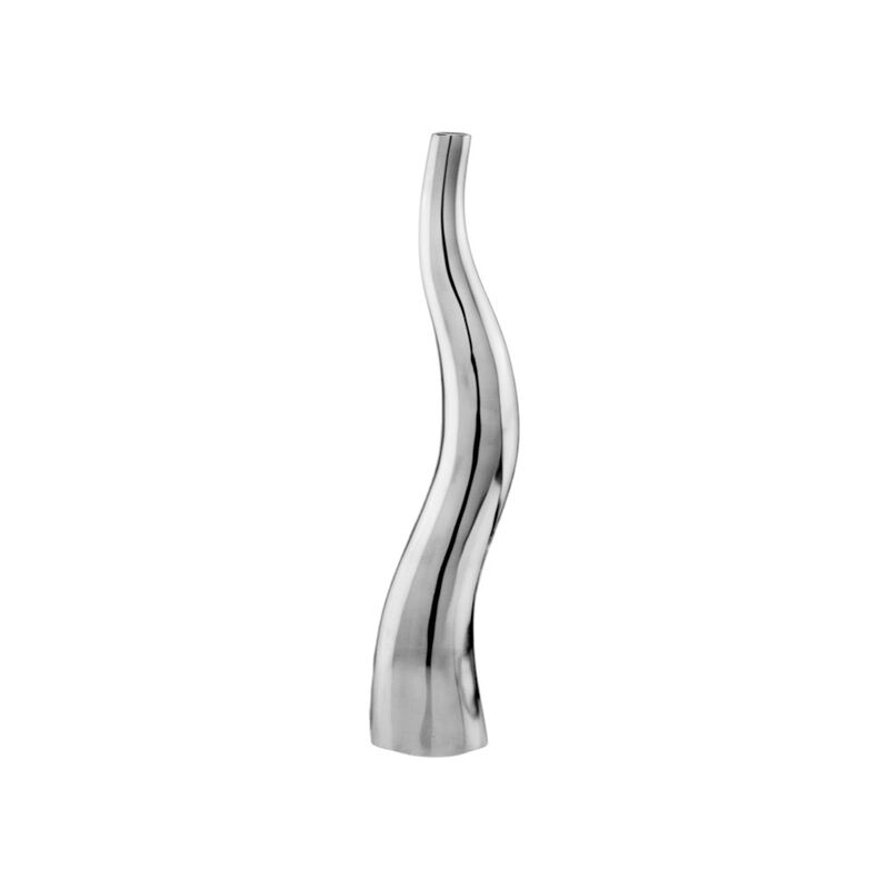 Hivvago Set of Two Silver Aluminum Squiggly Vases