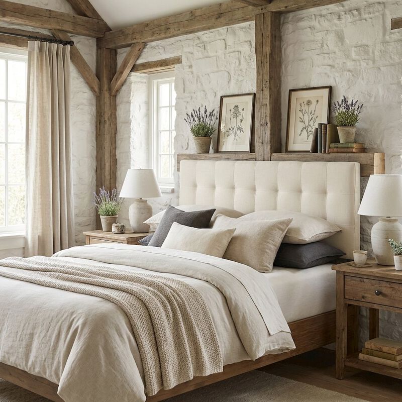 Upholstered Fabric King Headboard with Soft Padding and Classic Design image number 2
