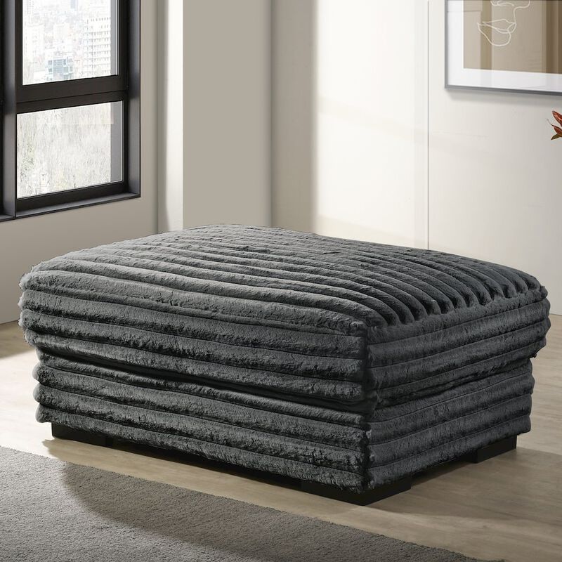 New Classic Furniture Embrace 41 Fabric Ottoman, Charcoal Gray