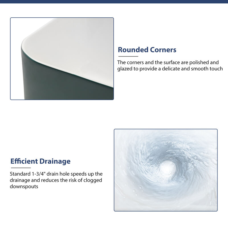 16x12 Inch Ceramic Square Vessel Bathroom Sink